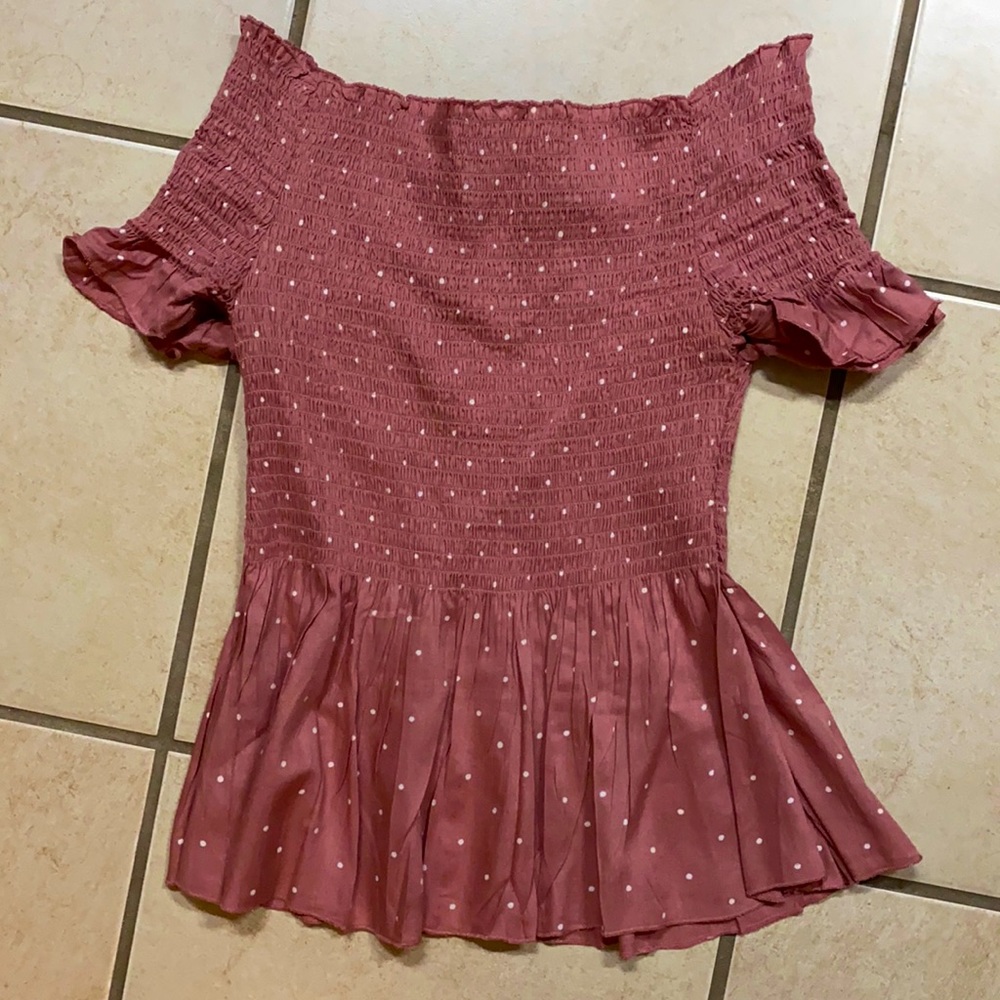 Rose Polka dot Cinched Summer Top